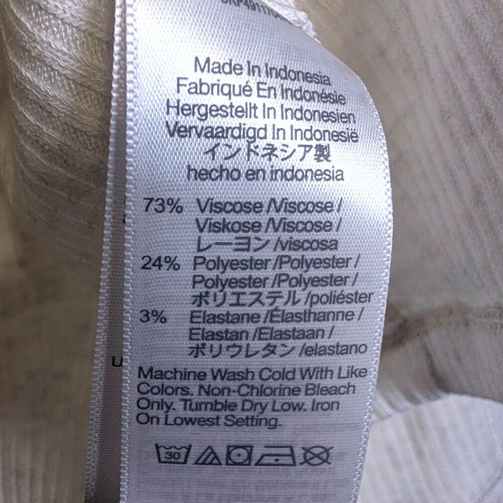 Madewell Ribbed Crewneck Long-Sleeve Tee M Heather Cream | Quiet Luxury NWT M - Picture 5 of 10